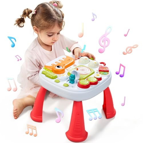 Meribbit Table Activité Bébé, Jouet Musical Bebe 7 en 1 Jouet Bebe 1 2 3 Ans Table d Eveil Bébé Cadeau pour Enfant Jouet Eveil Éducatif