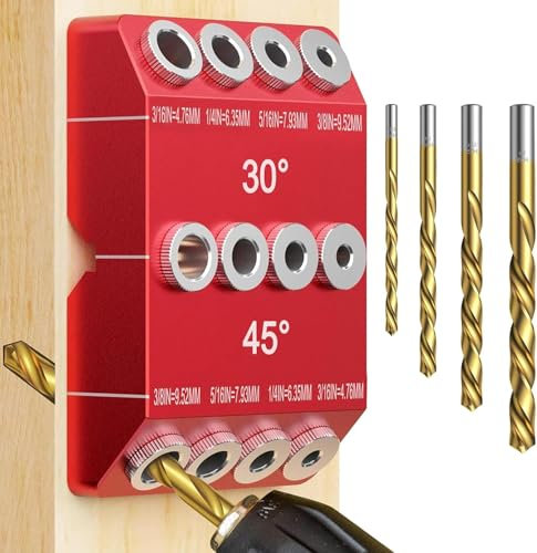 30 45 90 Grad Winkel Bohrhilfe für abgewinkelte/gerade Löcher,4 Größen Bohrbuchsen,Winkel Bohrführung, Senkrecht Dübelhilfe, Bohrlehre,Drill Guide, Mobiler Bohrmaschine Ständer Halter Halterung