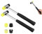 Martillo de Goma de 2 Piezas, Martillo de Doble Cabeza de 25 mm, Martillo de Cara Blanda con 4 Cabezas de Martillo de Repuesto con Mango de Goma Antideslizante para artesanía en Cuero