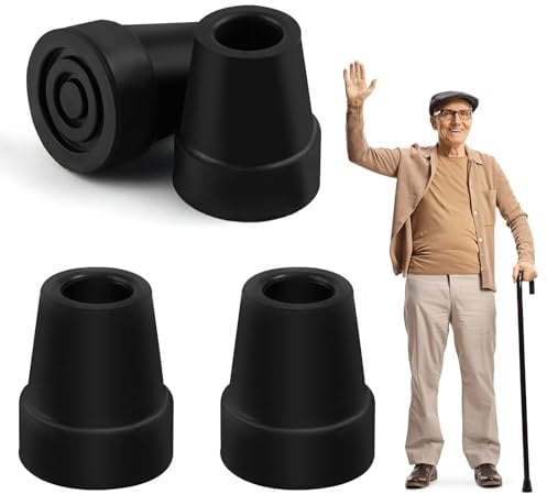 4 Stück Krücken Gummi, 19mm Gehstock Gummipuffer, Rutschfeste Gummispitzen, Ersatz Gehstock Gummispitzen für Krücken, Walking Stöcke, Trekkingstöcke, Senioren Gehstöcke Zubehör