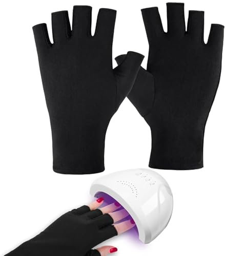 Zhenghebuy UV Shield Handschuh,1 Paar UV Handschuhe Nägel Fingerlose Handschuhe Damen für UV Lampe Nägel,Sport,Autofahren,Gartenarbeit,Gel Maniküre Handschuhe