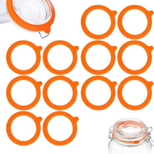 12 Pcs Silicone Jar Gaskets Replacement Seals Outer Diameter 84 mm Inner Diameter 55 mm Thickness 2.75 mm - Standard Rubber Airtight Seal Rings for Mason Storage Jars Glass Containers
