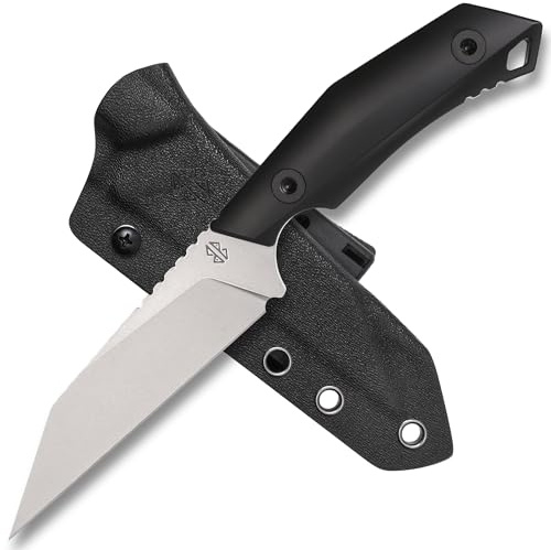Berserk Blades THARN Feststehendes Sax Messer, Stonewashed | ca. 11,2 cm lange Sheepsfoot Klinge aus rostfreiem Böhler N690, inkl. Kydex Scheide, Modernes Wikinger-Sax Design