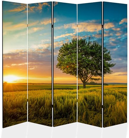 framed concept - Paravent Raumteiler Holz 225x172 cm, 5-teilig einseitig, Sichtschutzwand