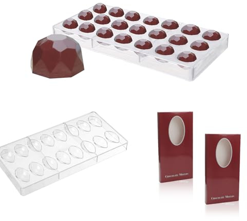 PHMING Lot de 2 Moule pour Chocolat Transparent 3D, Bonbons pour Chocolat,