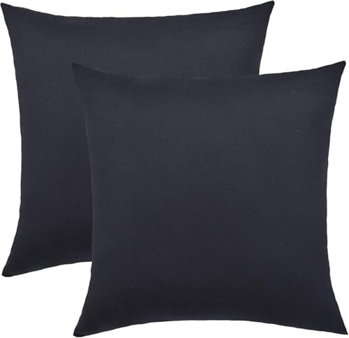 NatureMark 2er Set Jersey Kissenbezüge – Elastisch, weich, atmungsaktiv und hautfreundlich – Waschbare Kissenhülle - 50x50 – Schwarz