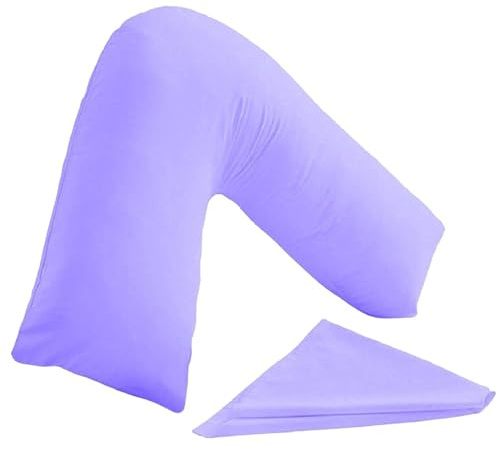 Kanak V Shaped Pillowcase Plain Polycotton Back & Neck Support V Pillow cover Orthopaedic/Pregnancy/Nursing Pillow Case Cover Only (Lilac)