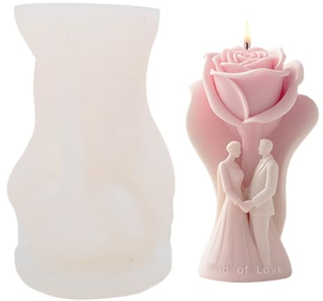 DOKRIN Stampi per fabbricazione candele,Stampo in silicone fai da te per candele profumate alla rosa, adatto per decorazioni domestiche e accessori per matrimoni