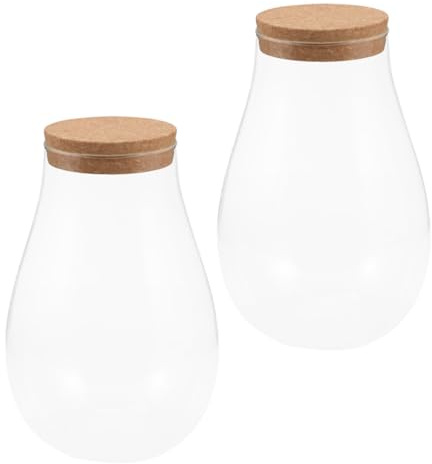 AKOOSY 2 Stück Glas Terrarium mit Korken 20x14cm Mikrolandschaft Flasche für Selbstgemacht Ökosystem Dekorative Kleiner Terrarium Vase für Innenräume Wohnzimmer Büro
