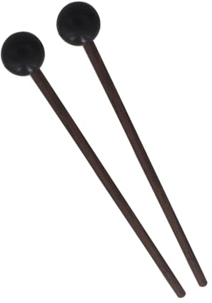 ZenithQuest Rubber Percussion Beaters, 172mm Solid Wood Handle Drum Mallets, Black Non‑Slip Percussion Instrument Accessories for Bass Drum Practice