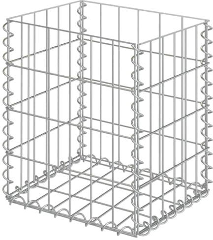Homgoday Verzinkter Stahl Gabionenkorb 30x30x40 cm Silber - Dekorative Steineinfassung für Garten und Terrasse Model143596