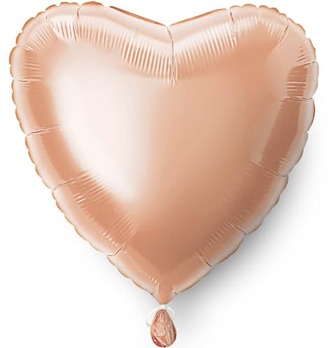 Solid Rose Gold Heart Foil Balloon (45cm) 1 Count - Stunning and Romantic Love Celebration Decoration