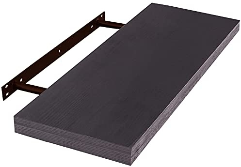 EUGAD Black Floating Shelf, 110cm Invisible Mounting Bookshelf