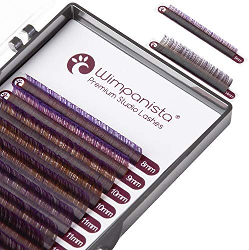 Ombré Lashes Farbe Violett - Seidenwimpern D Curl - Stärke 0.07mm im Mix 8-14mm - Volume Lashes - Wimpernverlängerung - 16 Streifen