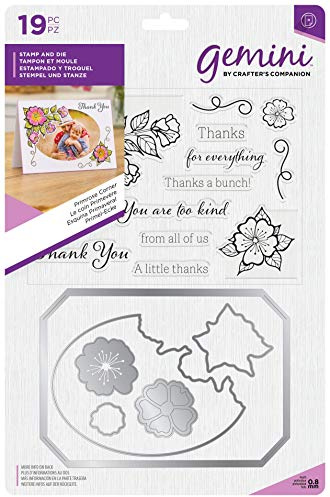 Crafter's Companion Gemini-Stamp & Die Set for Cardmaking and Scrapbooking-Primrose Corner, Multicoloured, 7 x 5 inches