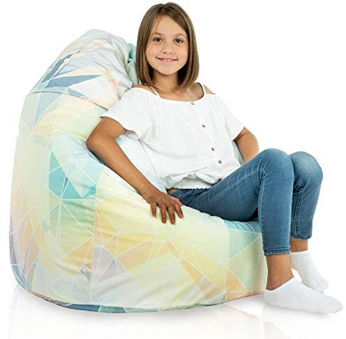 Italpouf Sitzsack XL, Indoor, Sitzsack Sessel für Kinder, Riesensitzsack, EPS Perlen Füllung, Abnehmbarer Bezug, Maschinenwaschbar, Kindersessel, Zertifiziert, Abstrakt Pastell