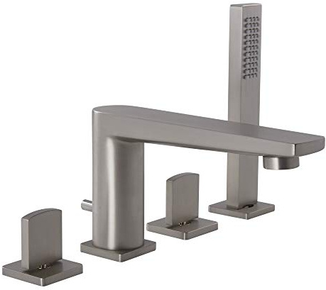 Milano Hunston Four Tap Hole Bath Shower Mixer Tap Hand Shower Handset - Brushed Nickel