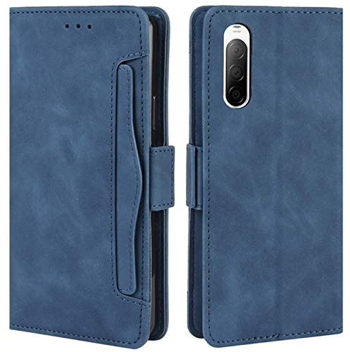 HualuBro Handyhülle für Sony Xperia 10 II Hülle Leder, Flip Case Cover Stoßfest Klapphülle Handytasche Schutzhülle für Sony Xperia 10 II 2020 Tasche (Blau)