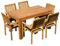 ASS Teak Set Gartengarnitur Gartenset Sitzgruppe Gartentisch Bigfuss 140x80 cm mit 6 Stapelsessel Miami aus Teakholz Gartenmöbelset Esstischgruppe Sessel stapelbar