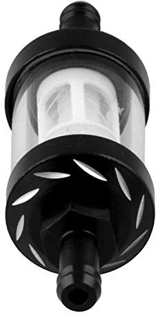 iSpchen Inline Kraftstofffilter Aluminium Heizölfilter Gasfilter Universal 8mm Ölfilter Benzin Öl Kraftstofffilter Geeignet für ATV Dirt Bike Motorradzubehör,Schwarz