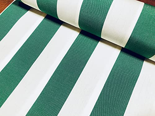 DRALON Outdoor-Stoff mit Smaragdgrün und Weiß gestreift, wasserdichtes Polstermaterial für Kissen, Pavillon, Strand, 160 cm breit (Meterware)