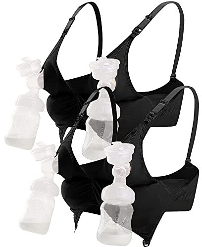 iLoveSIA Hands-Free Pumping Bra – Adjustable, Comfortable Nursing & Breastfeeding Bra, Soft Support for Multitasking Moms, Perfect for Pumping & Nursing 2Pack Black M Size