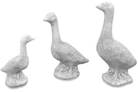 gartendekoparadies.de Große Gans-Familie, Steinfigur, H. 70/59/43 cm, 72 kg, Grau, frostsicher aus Steinguss für Außenbereich