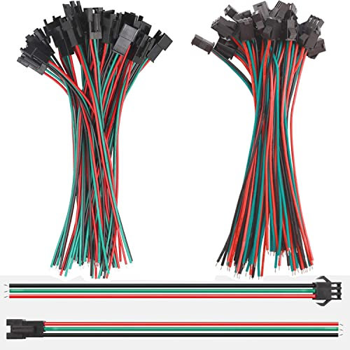 GTIWUNG 30 Paar JST SM 3Pin Steckverbinder, JST SM 3PIN Stecker Männlich zu Weiblich EL Draht Kabel Stecker Adapter, 3 Pin Steckverbinder Adapter mit 150 mm Elektrisch Kabel für LED Licht
