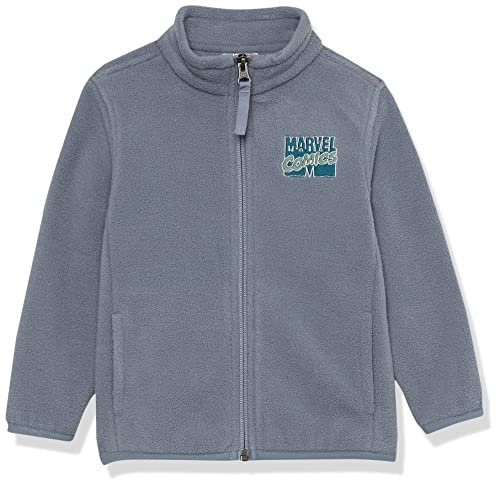 Amazon Essentials Disney | Marvel | Star Wars Jungen Polarfleece-Jacke mit durchgehendem Reißverschluss und Stehkragen, Marvel Comic Logo, 10 Jahre