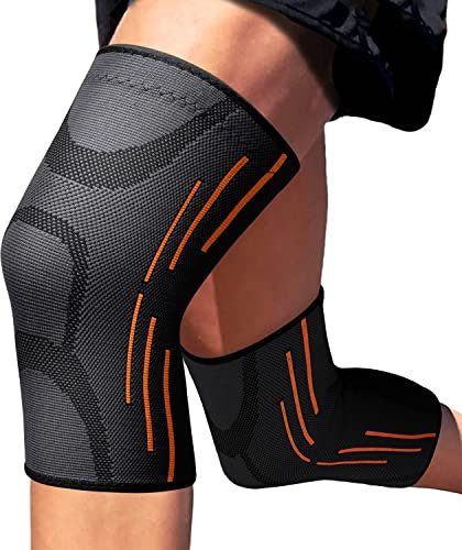 2 Pack Knee Support - Knee Compression Sleeves for Women & Men, Knee Brace for Running, Working Out, Basketball, Gym, Weightlifting, Workout, for Arthritis Joint Pain Relief Size M