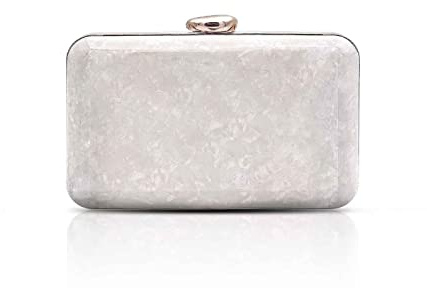 JURLEA Damen Streamer Clutch Bag Abendgesellschaft Handtaschen Diamant Abendkleid Clutches Kette Umhängetasche Glitter Hochzeit Prom Tote Wallet (Perlweiss)
