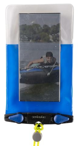 Aquapac Waterproof Phone Case, Large, Blue, Lanyard, iPhone and Android, Made in The UK, Hiking, Mountain Biking, Running Accessory, Travel Essential, 5 Year Warranty. IPX8 certified to 30 ft deep.