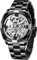 Tiong Automatik Uhr Herren Mechanische Skelett Glasboden Römische Zahlen Diamant Zifferblatt Wasserdicht Schwarz Männer Armbanduhr mit Edelstahl Uhren (silber1)……