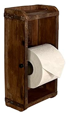 Woodkings® Toilettenpapierhalter Holz Papierrollenhalter WC Klopapierhalter Bad Ziegelform hängend Backsteinform Altholz rustikal Shabby Holzkiste