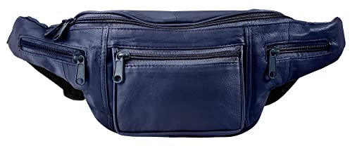 LEONARDO VERRELLI Unisex-Hüfttasche Bauchtasche Leder 3900037 (blau)