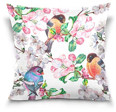 45 x 45 cm Kissenbezüge, Rotkehlchen-Vogelblume, dekorativer Kissenbezug, quadratischer Kissenbezug für Sofa, Couch, Wohnzimmer, Schlafzimmer