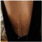 Dervivea Boho Crystal Back Necklace Long Cz Backdrop Necklace Gold Crystal Lariat Y Necklace Rhinestone Back Chain Necklace Long Cz Wedding Backdrop Chain Jewelry for Women and Girls(Style 2)