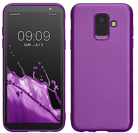 kwmobile Case kompatibel mit Samsung Galaxy A6 (2018) Hülle - Schutzhülle aus Silikon metallisch schimmernd - Handyhülle Metallic Violett