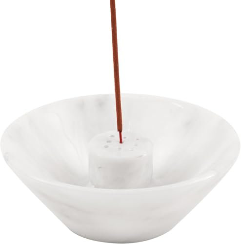 Radicaln Porte-encens en marbre Blanc Fait à la Main Palo Santo - Porte-encens Facile à saisir avec bâtons d'encens - Brûleur d'encens pour décoration d'intérieur