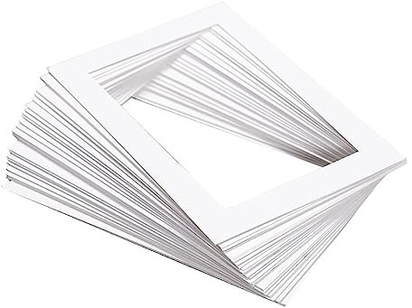 JIHUOO 20 Stück Fotorahmen-Matten, vorgeschnittene Tafeln, Fenstermatte, Tafel, Bild, Kunstwerk, Show-Kit, Druck-Display-Matte für Fotos