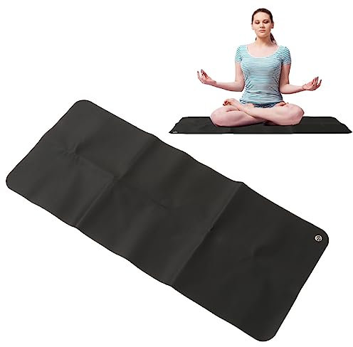 Erdungs Yogamatte, Schwarze Erdungsmatte, Stressabbau, Reduziert Angstzustände, Weiche PU Erdungsmausmatte mit 5 M Kabel für ältere Menschen, 30 X 68 Cm