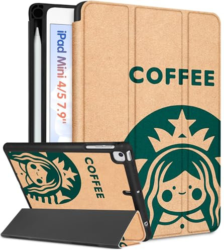 Wazzasoft for iPad Mini 4/5 Case, for iPad Mini 5th/4th Generation Cases Girls Women Cute Folio Cover Kids Girly Teens Kawaii Cartoon Fun with Pencil Holder for Apple iPad 5/4 Mini Case 7.9 Inch