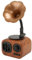 Retro Musiklautsprecher, Vintage Funkradio, Grammophon Phonograph Form, BT Lautsprecher, Vintage USB Musikplayer mit Holzmaserung, für Zuhause, Party, Büro