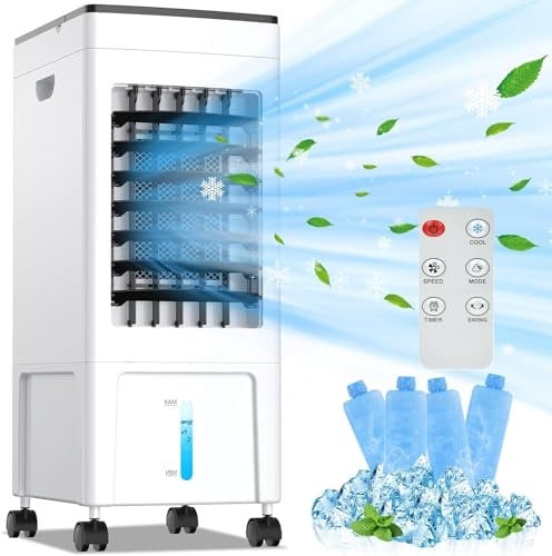 Solace Portable Air Conditioner, 3 in 1 Air Cooler, 60° Swivel, 3 Speeds, 8L Water Tank, with Remote Control, Suitable for Home and Office