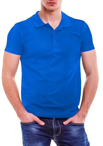 Love My Fashions Mens Polo Shirts Short Sleeves & Knitted Collar, Regular Fit, Casual Plain Cotton T-Shirt for Men Royal Blue