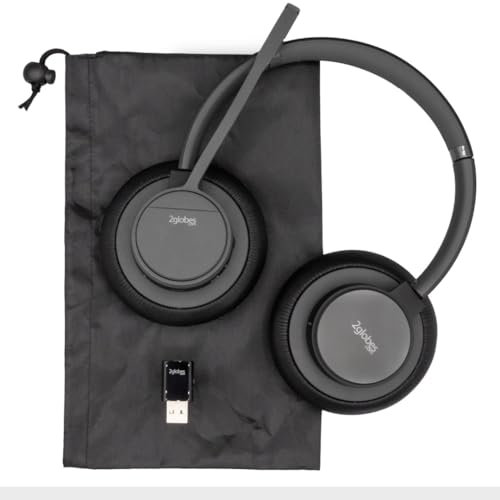 2globes Hybrid Lite: DECT- und Bluetooth-Headset mit ANC, ENC, USB-A Dongle & Tasche - Kabelloses Headset für Büro, Telefon & PC