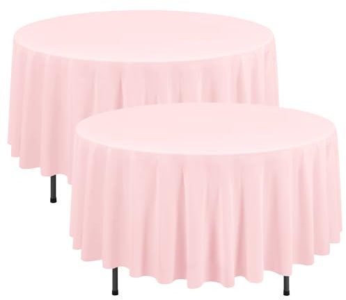YMHPRIDE Lot de 2 nappes Rondes Roses de 228,6 cm en Polyester, résistantes aux Taches et lavables, Nappe Ronde pour Mariage, Anniversaire, fêtes, banquets, décoration de Table