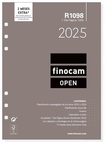 Finocam Jahreseinlage, Open 2025, 1 Tag pro Seite, Januar 2025 - Dezember 2025 (12 Monate), Spanisch