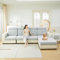 ARBOEE Universell für L-förmiges Ecksofa, Sofabezug, Wohnzimmersofa, Jacquard-Sitzkissen (mit 2 Kissenbezügen) (Hellgrün, L-Verschluss)