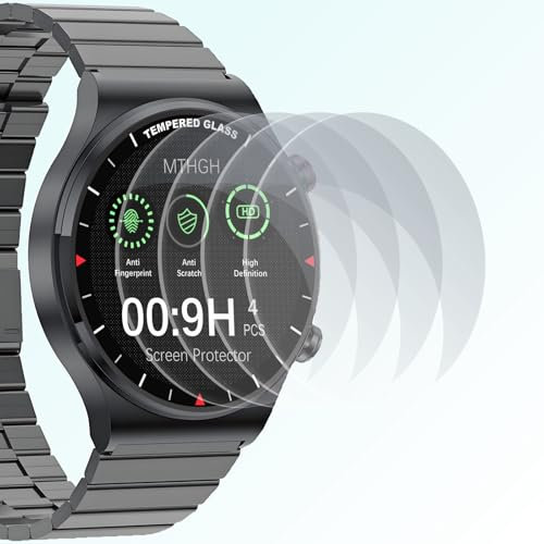 MTHGH 35mm(1.38inch) Diametro Protector de Pantalla,(4 Pack) 9H Dureza Protector de Pantalla de Cristal Templado Reloj con Anti-Rayaduras,Anti-Explosión,Libre de Burbujas,Alta-Definición